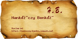 Hankóczy Benkő névjegykártya